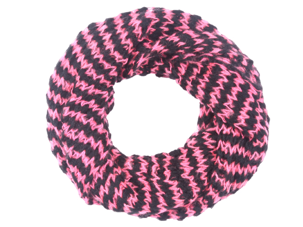 Černo-růžová pletená tunelová šála