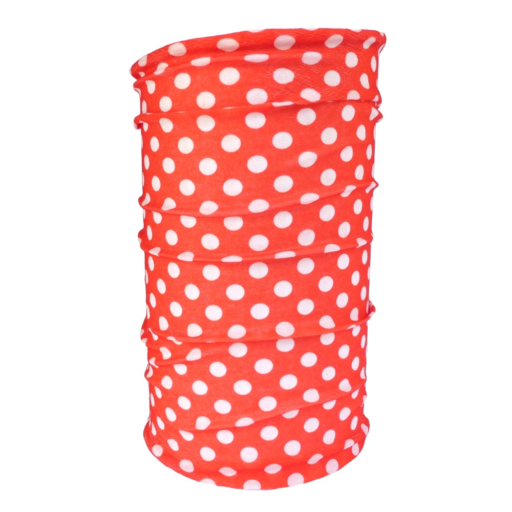 Multifunkční šátek červený s bílými puntíky