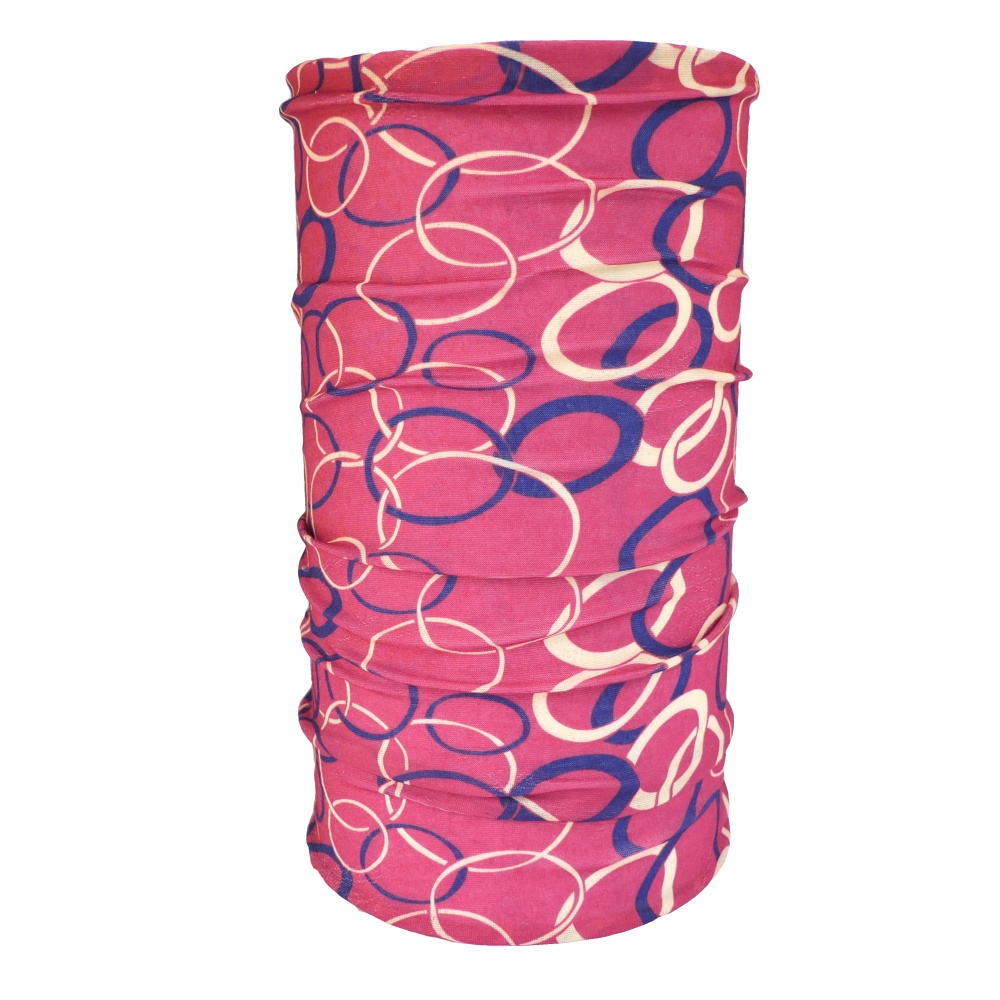 Multifunkční šátek růžový s kruhy