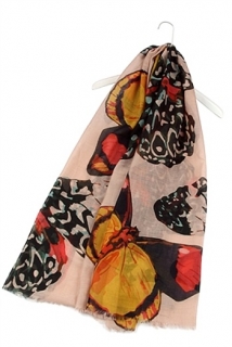 Pudrový šátek s potiskem motýlů