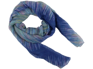 Modrý šátek s barevným žíháním