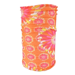 Multifunkční šátek oranžový s růžovými květy